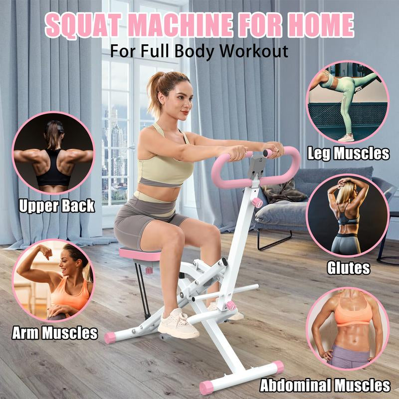 Squat Machine for Home, Adjustable 4 Resistance Bands,Rodeocore Exercise Machine, Ride & Rowingmachine for Botty Glutes Butt Thighs, Foldable 330LBS, Abback/Leg Press Hip Thrust Christmas Gift